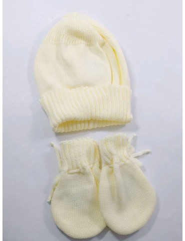 kit touca + luvas bebê linha amarelo