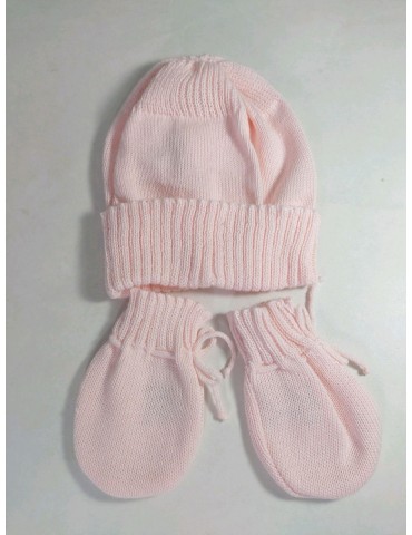 kit touca + luvas bebê linha rosa