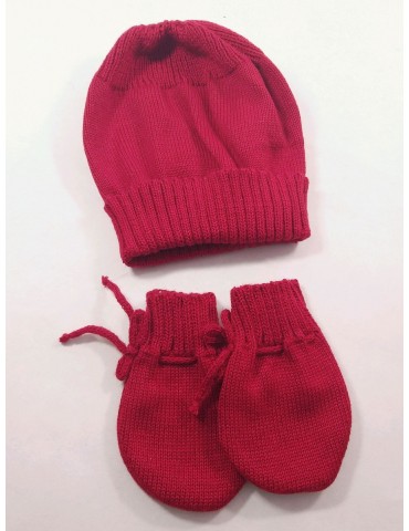 kit touca + luvas bebê linha vermelho